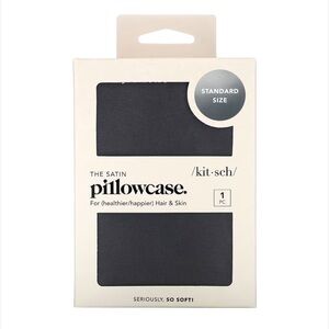 NWT Kitsch The Satin Pillowcase in Charcoal, Standard Size